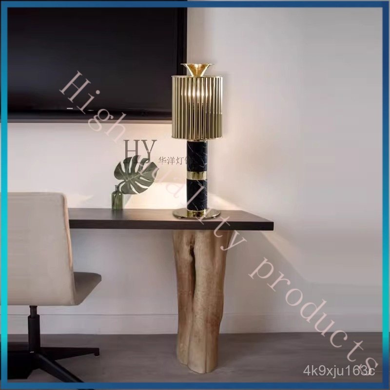 Postmodern Bar Table Living Room Marble Metal Table Lamp Hotel Villa Reception Tea Room Leisure Bedr