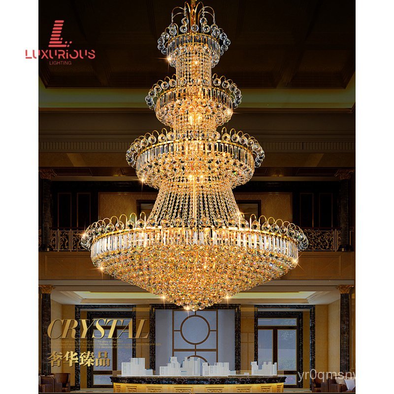 gold Duplex Building Lobby Living Room Crystal Chandelier High-end Villa Hotel Lobby Crystal Chandel