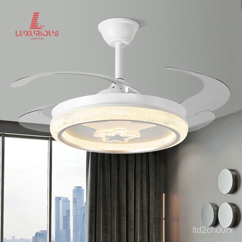 Modern fan light ceiling fan light integrated smart bedroom light led Silent Restaurant Light Zhongs
