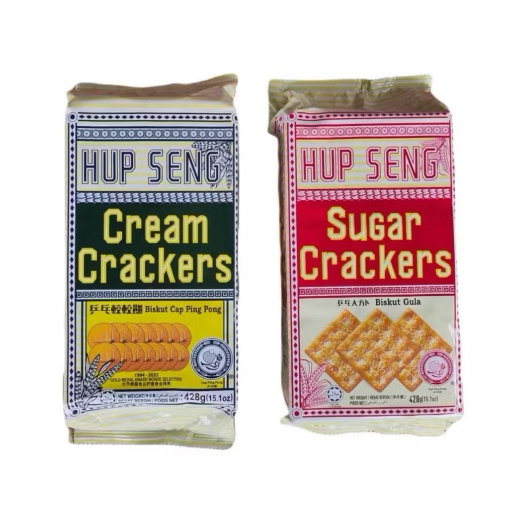 (พร้อมส่ง) HUP SENG Cream/Sugar Cracker รสครีม/น้ำตาล ขนาด 428 กรัม แครกเกอร์ยอดนิยม