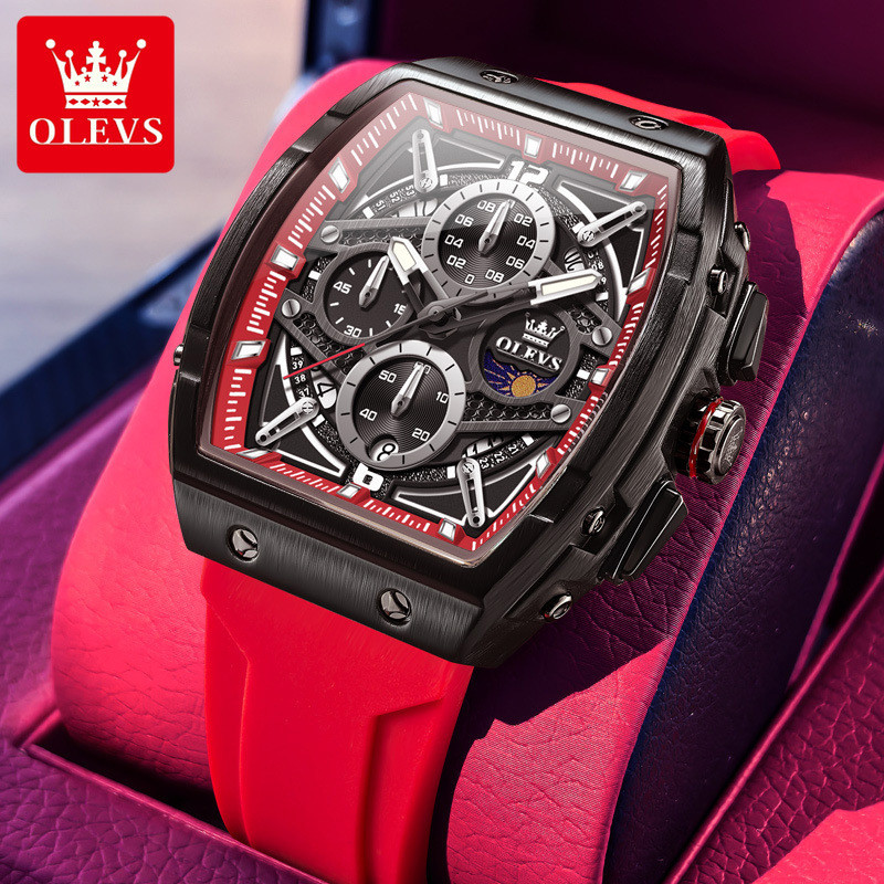 Olevs olevs Wine Barrel Men's Quartz Multifunctional Calendar Waterproof Watch