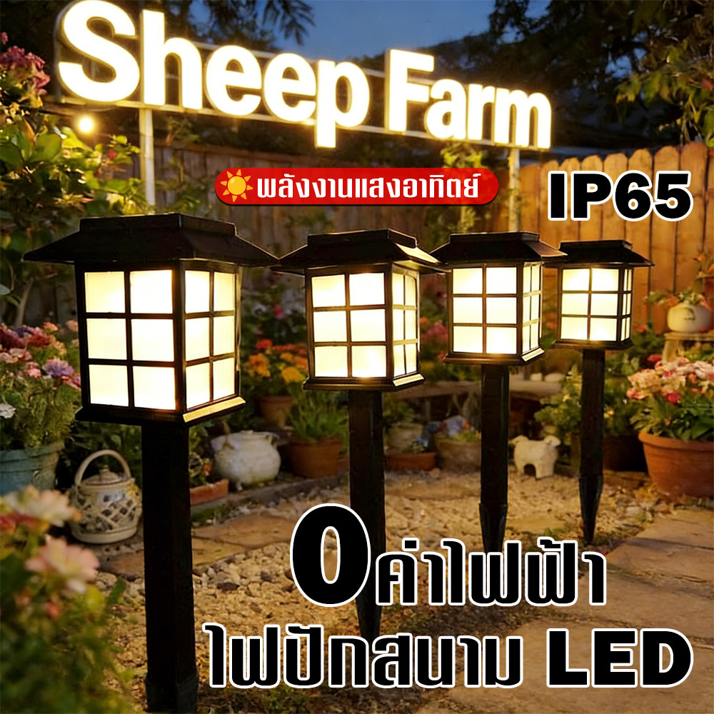 RAYPAL ไฟปักสนาม 8/12LED โคมไฟตกแต่งสนามหญ้า ไฟ LED ฝังพื้นไฟโซล่าเซลล์ ไฟตกแต่งสวน โซล่าเซลล์