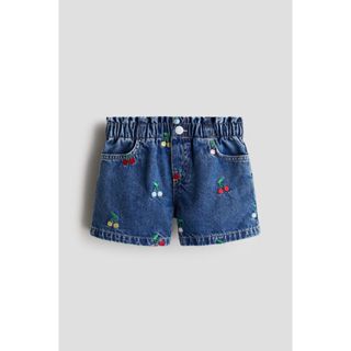 H&M(เอชแอนด์เอ็ม) กางเกงขาสั้นยีนส์ปักลาย Girls Embroidered-…