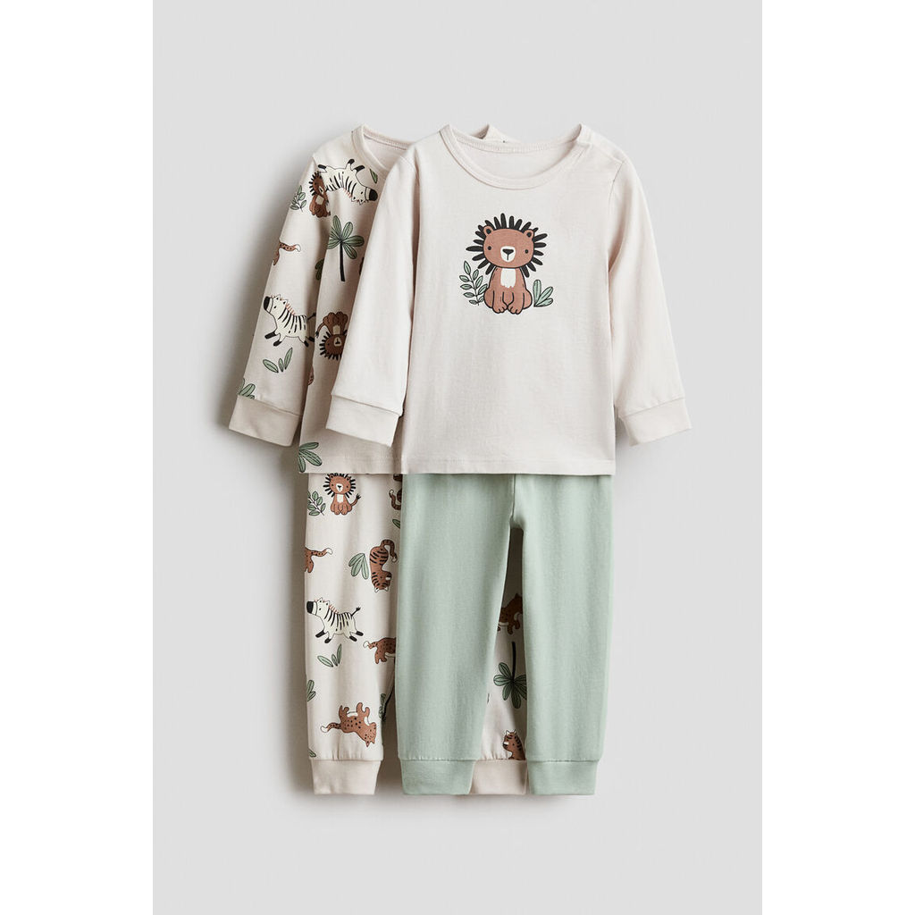 H&M(เอชแอนด์เอ็ม) ชุดนอนผ้าคอตตอนพิมพ์ลาย แพ็ก 2 ตัว Infants 2-pack printed cotton pyjamas 1106722_16