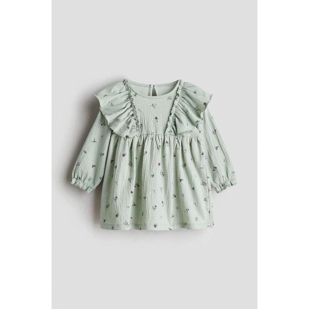 H&M(เอชแอนด์เอ็ม) เดรสผ้าฝ้ายดีไซน์ยับเล็กน้อย Infants Crinkled cotton dress 1294061_2