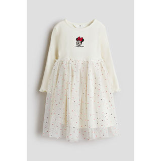 H&M(เอชแอนด์เอ็ม) เดรสผ้าตูลลายลายโมทีฟ Girls Motif-detail t…