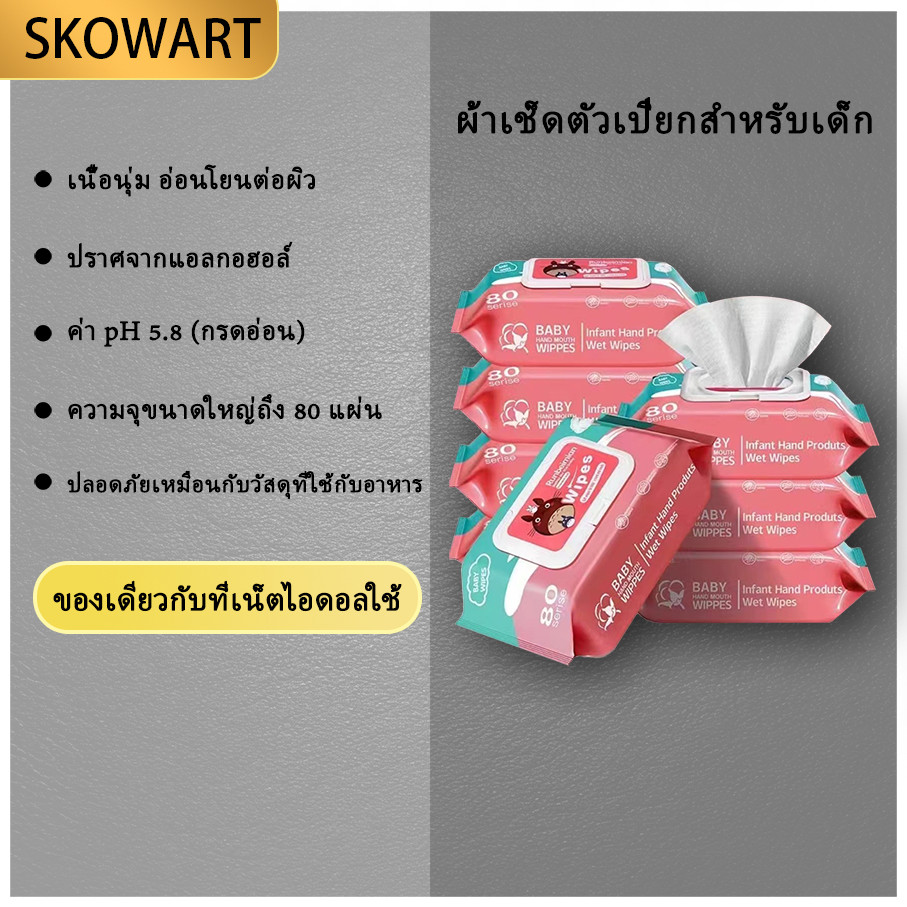 ทิชชู่เปียก 1แพ็ค80 แผ่น  สูตรน้ำบริสุทธิ์ ผ้านุ่มชุ่มชื่น สําหรับเด็ก ปราศจากแอลกอฮอล์ ทำความสะอาด