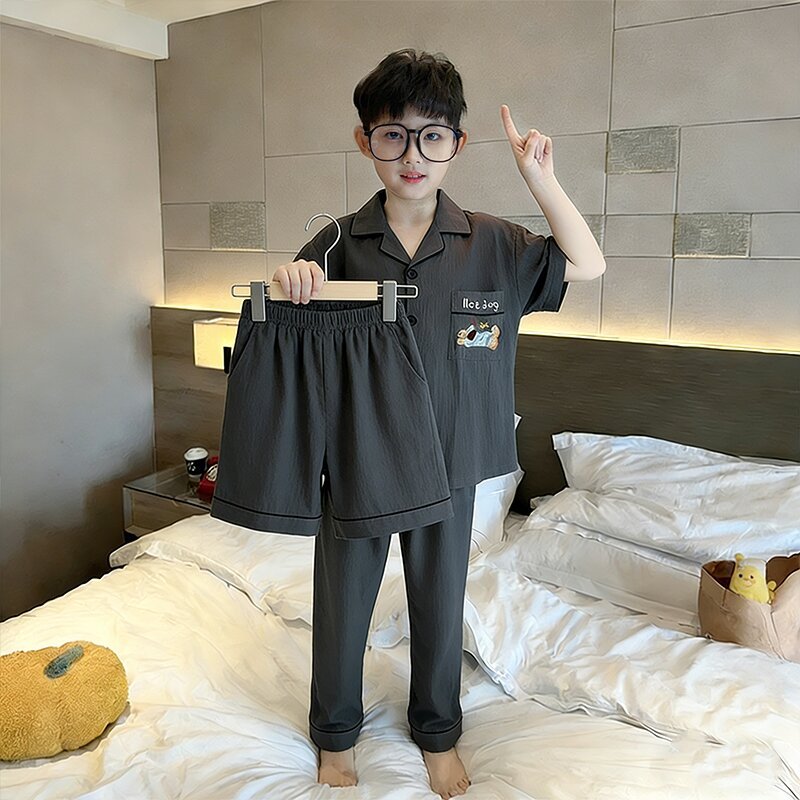 เสื้อผ้าของเด็กชาย,ชุดนอนเด็กผู้ชาย,ชุดสามชิ้น,เสื้อแขนสั้น+กางเกงขาสั้น+กางเกงขายาว,100~170cm ราคา ถูกที่สุด ดีลบีเคเค แกลเลอรีภาพที่ 9