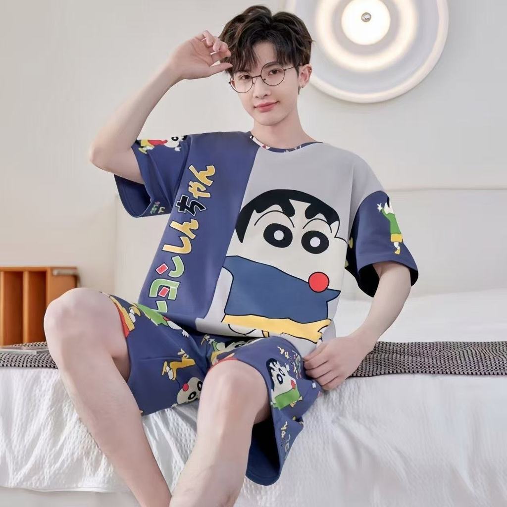 M~4XL,เสื้อผ้าผู้ชาย,ชุดนอนผู้ชาย,เสื้อแขนสั้น+กางเกงขาสั้น,เนื้อผ้ามีความนุ่มสบาย ราคา ถูกที่สุด ดีลบีเคเค แกลเลอรีภาพที่ 6
