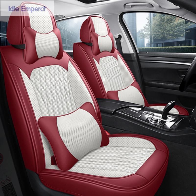 Universal Fit ผ้าคลุมเบาะรถยนต์หนัง PU ชุดเบาะด้านหน้า + เบาะหลัง Made สําหรับ Vezel Mazda2 Ford ACC