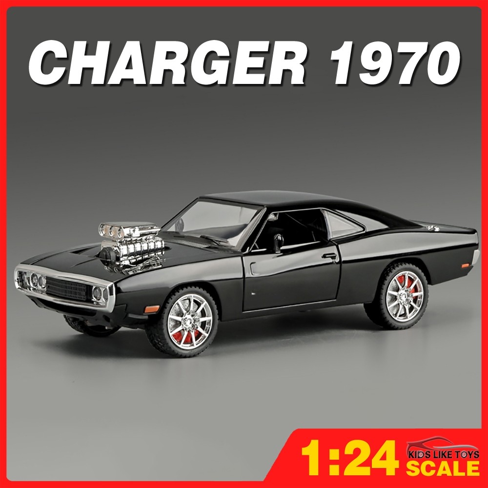 โมเดลรถบรรทุกโลหะ 1:24 Dodge Charger 1970 ของเล่นสําหรับเด็ก