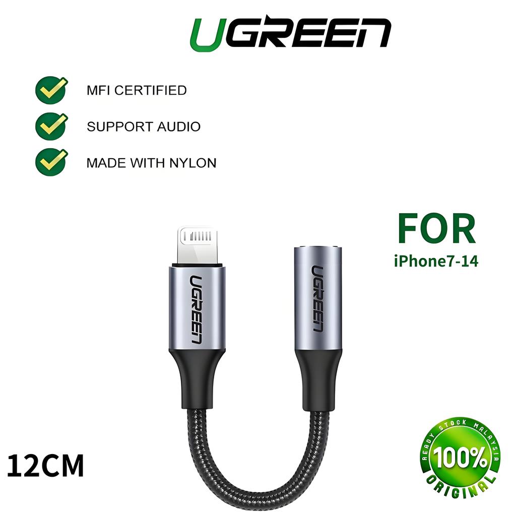 UGREEN 3.5mm Jack AUX Cable MFI Headphones Audio Adapter ???? 30756 for iPhone Connect Bluetooth