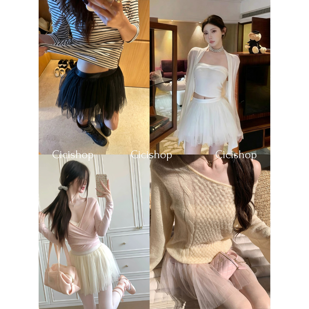 Cicishop(2601) กระโปรงสั้นชีฟองน่ารัก มีซิปข้างและซับด้านในเป็นกางเกง ใส่ออกงานดูลูกคุณหนูสุดๆ