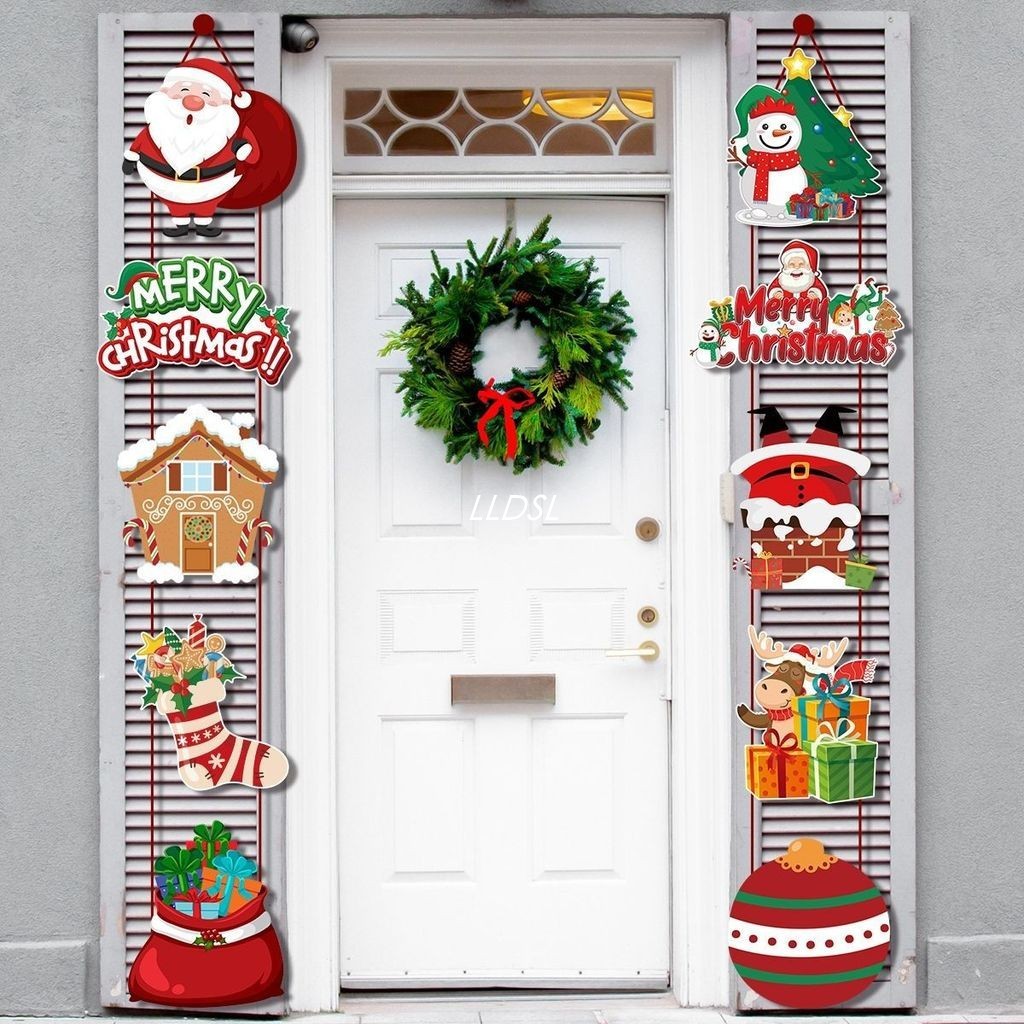 Christmas decoration scene decoration gate width props snowman width couplets paper decorations
