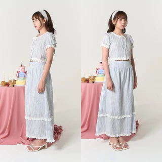 (S-3XL) CHAWY Sugar stripe set 🌷✨ C4099 กดแยกช้ิน เสื้อ กระโปรง