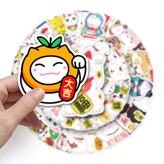 50 ชิ้นตลก Fortune Cat สติกเกอร์กันน้ํา DIY สําหรับโทรศัพท์แล็ปท็อปรถสติกเกอร์ Creative Home Decal