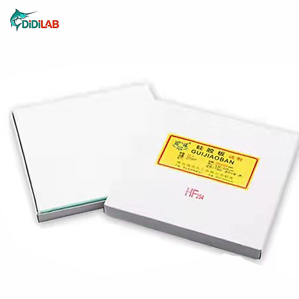 DiDiLAB Lab HF254 แผ่นซิลิกาเจล โครมาโตกราฟี แบบบาง กระจก TLC ประกอบด้วยแผ่นซิลิกาเจล พัฒนาสีเรืองแสง