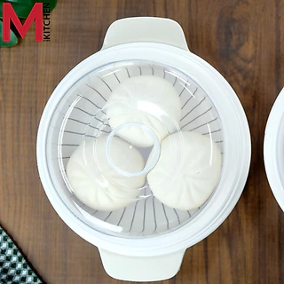 M KITCHEN กล่องอุ่นอาหารในไมโครเวฟ 1 ใบ กล่องนึ่ง ชามนึ่งอาหาร Keyway Foodgrade ทนความร้อน (C0)