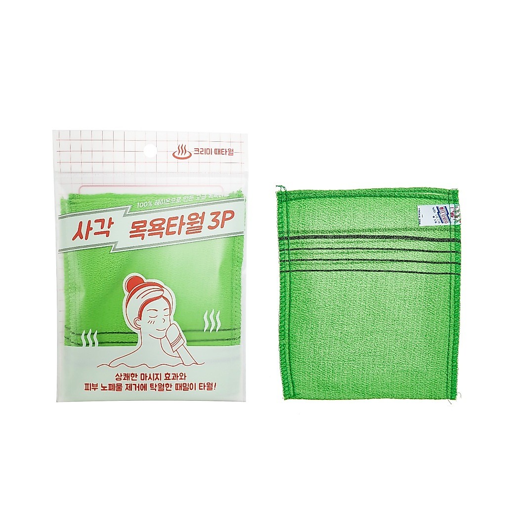 [ของแท้] 사각목욕타월 Sungbocleamy Viscose Exfoliating Body Towel (ผ้าขัดผิว 3P)
