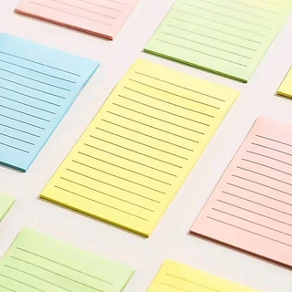 Deli กระดาษโน้ตกาว แบบมีเส้น Sticky Notes A045 (3"×3")/ A046 (3"×4")/ A047 (3"×5")/ A048 (4"×6") สีพาสเทล 4 สี 100 แผ่น