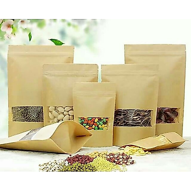 Clear Stock- ถุงซิปล็อค กระดาษคราฟท์ ขนาด 12x20cm