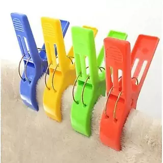 กิ๊บหนีบผ้าตัวใหญ่ แพ็ค 4 ชิ้น แบบพลาสติก ตัวหนีบผ้าจัมโบ้ สีสดใส คละสี H14(120)105 H216-013