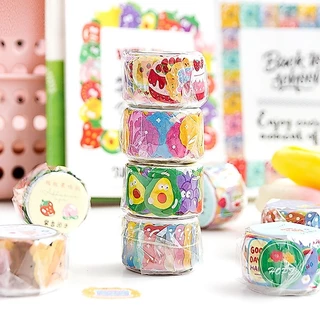 100 ชิ้น/ม้วน Dot Washi สติกเกอร์ขนมเค้กผลไม้การ์ตูน Washi Masking เทปสําหรับศิลปะวางแผนวันหยุดการ์ดตกแต่ง