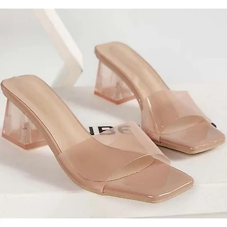 🥳24h.พร้อมส่งในไทย👡ร้องเท้าส้นสูงเหลี่ยมใส(2.5")💕ใส่ออกงาน แฟชั่น🥰ชมพูเนื้อละมุม/ดำ/เงิน💕 A
