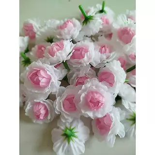 ดอกมะลิ วันแม่ (หัวดอกมะลิสีทูโทน พร้อมส่ง ดอกมะลวันแม่ ดอกแน่นๆๆฟูๆๆ มีรูร้อยได้ เสียบได้ ) อย่างดี ดอกไม้ปลอม