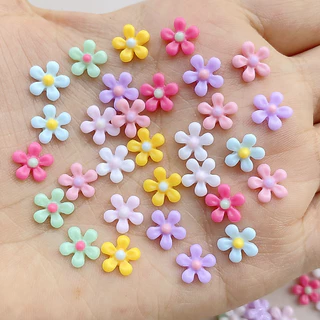 ยี่ห้อใหม่ 100 ชิ้น 3ง ดอกไม้รูปแบบเรซิ่นตกแต่งเล็บ ทําเอง