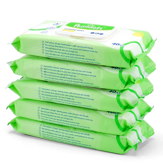 Poomsoft Baby wipes 400แผ่น 10แพ็ค เม็ดไข่มุกลายทาง ทิชชู่เปียก หนาขึ้นและยาวขึ้น