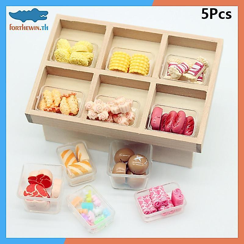 Forthewin 1:12 Dollhouse Mini Hotpot บาร์บีคิวส่วนผสมอาหารกล่องตกแต่งห้องครัวของเล่น th