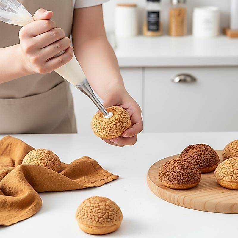 WEMB 4 ชิ้นพัฟ Pastry Piping หัวฉีดชุดสแตนเลสเค้กตกแต่งเคล็ดลับสําหรับ Holiday Baking Cupcake Pastry