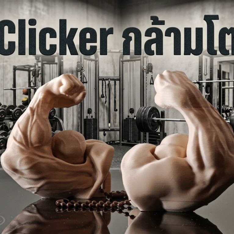 พวงกุญแจ clicker รูปกล้ามแขน เท่สุดๆ ใครเห็นก็อดใจไม่ได้ที่จะกด