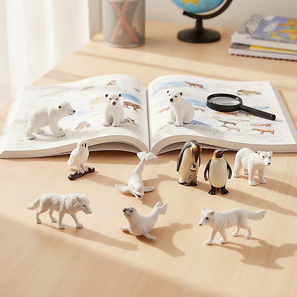 10 ชิ้น Arctic Animal Figures สมจริง Arctic Animal Figurines Arctic Wildlife ตัวเลขที่มีรายละเอียดสู