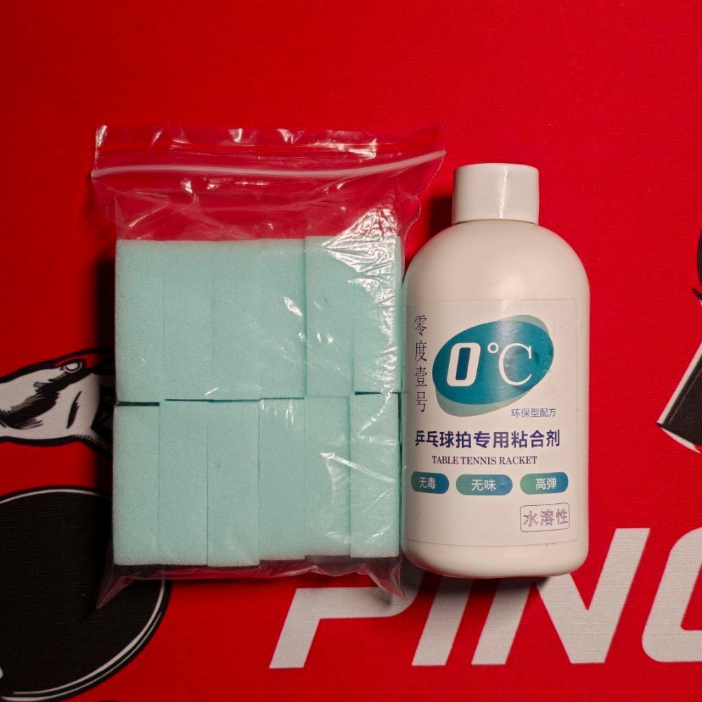 (In-Stock) กาวปิงปอง 0 Degree ฉลากฟ้า 268ML แถมฟรี ฟองน้ำทากาว 12 ชิ้น