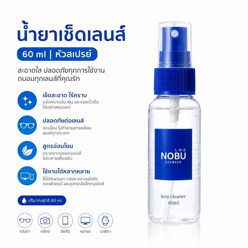 น้ำยาเช็ดเลนส์ NOBU   หัวสเปย์ ขนาด 60 ml