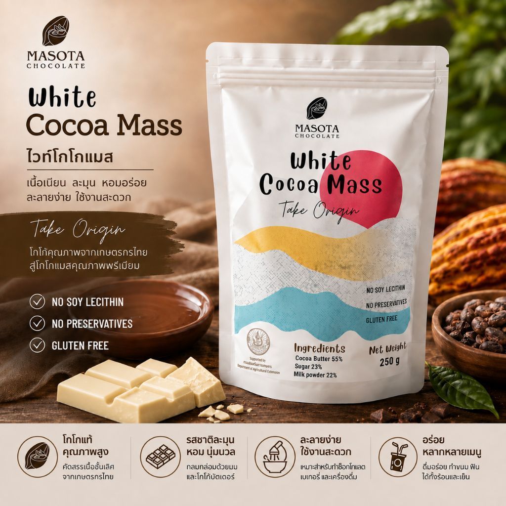 White​ Cocoa​ Mass​ -​  White​ Chocolate​ สำหรับชงเครื่องดื่ม