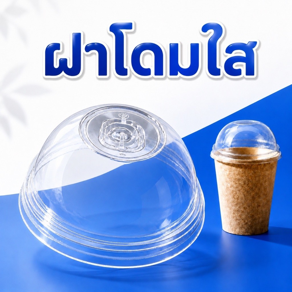 ฝาโดมพลาสติก PET แบบหนา ฝาครอบแก้วน้ำ ฝาโดมแก้วกาแฟ ฝาเครื่องดื่มใส 50 ชิ้น พร้อมส่ง