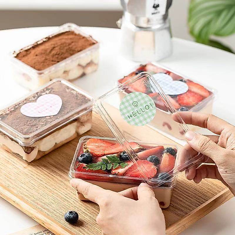 50 ชิ้นพลาสติกใสกล่องเค้กพร้อมฝาปิดทิ้งเค้กทอร์นาโดทีรามิสุคอนเทนเนอร์ขนมเค้ก รูปที่ 6