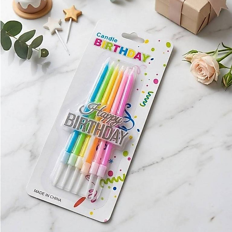 เทียนวันเกิดLN10+ป้ายHappyBirthday(พร้อมส่ง)