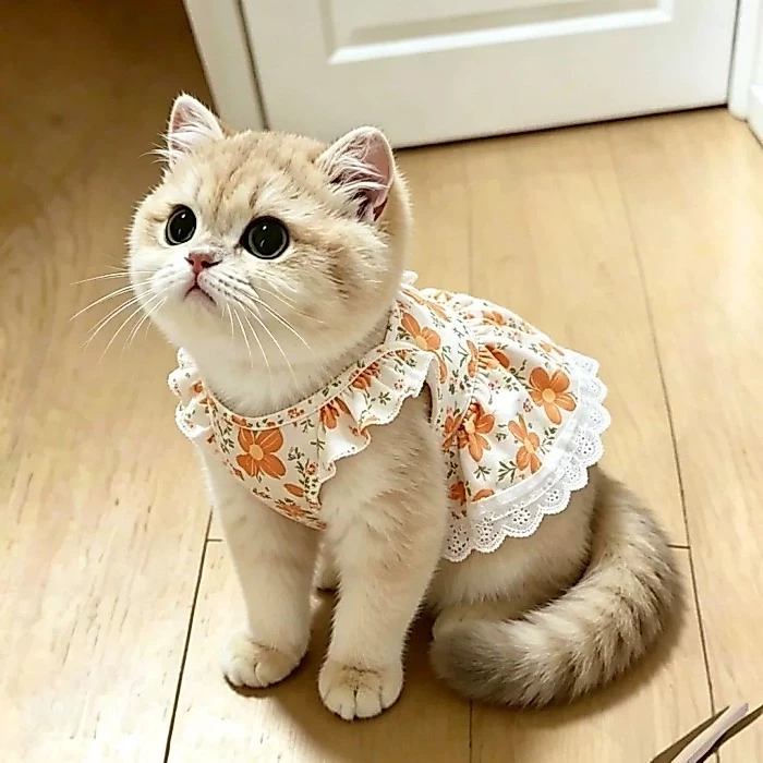 [คลังสินค้าพร้อม] Cat Flower Breathable Anti-Lint Sling Princess Dress Summer thumbnail 8