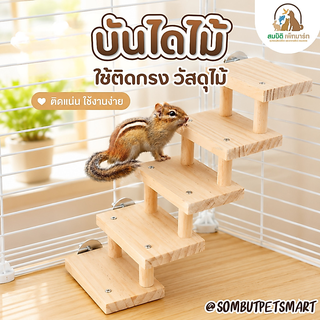 บันไดไม้ติดกรง ของเล่นนก บันไดปีน คอนนกแก้ว (หลายขนาด) ของเล่นออกกำลังกายสำหรับนกแก้ว เสริมพัฒนาการ ช่วยให้นกปีนป่าย