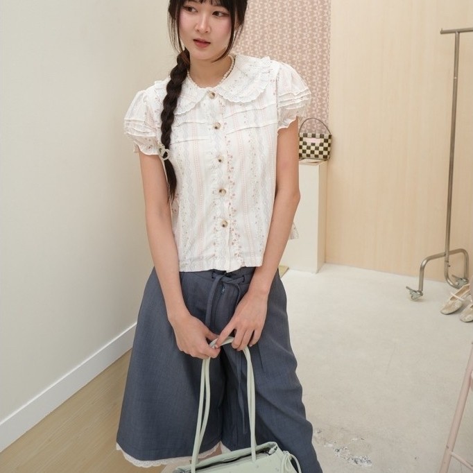 rosie โรซี่ เสื้อคอปกแต่งระบายจีบ -jellybutter อ่านนก่อนซื้อน้า