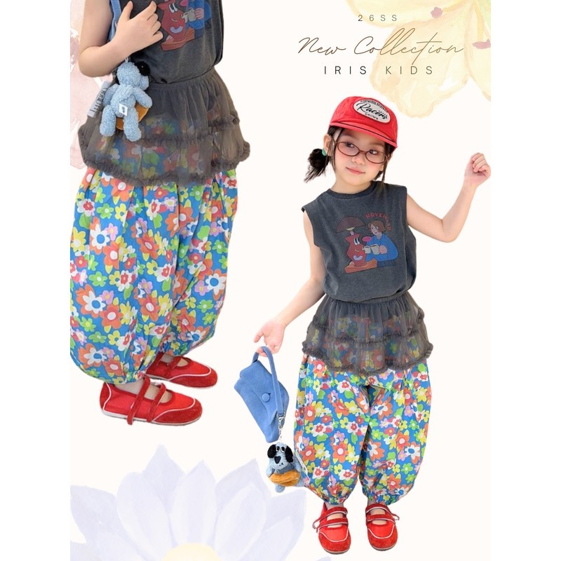 「สินค้าลิขสิทธิ์แท้」IRIS KIDS 26ss IKP260513 Garden Bloom Pants เสื้อผ้าเด็ก กางเกงเด็กผู้หญิง ลายดอก น่ารัก สไตล์เกาหลี