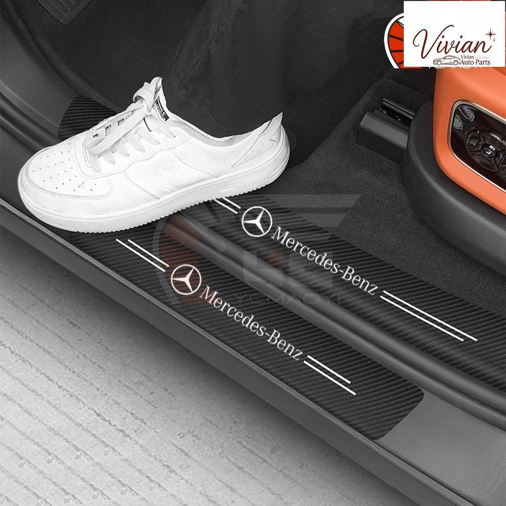 Mercedes Benz รถประตู Sill Protector แผ่นสติกเกอร์ด้านหลังกันชนเกณฑ์รูปลอกสําหรับ W202 W203 W204 W20