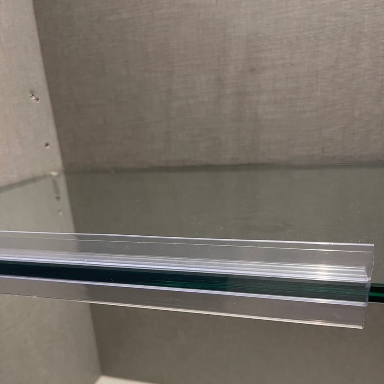 ป้ายราคาติด Shelf กระจก สีใส กว้าง 4 ซม ยาว 90ซม รุ่นเสียบล่าง,เสียบกลาง