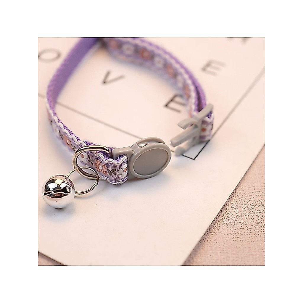 PP-1326 🐾 ปลอกคอนิรภัยลายดอกไม้ สำหรับน้องหมา & น้องแมว ดีไซน์หวานละมุน ใส่แล้วน่ารักขึ้นทันที 🌸 พร้อมกระดิ่งเสียงใส เพิ