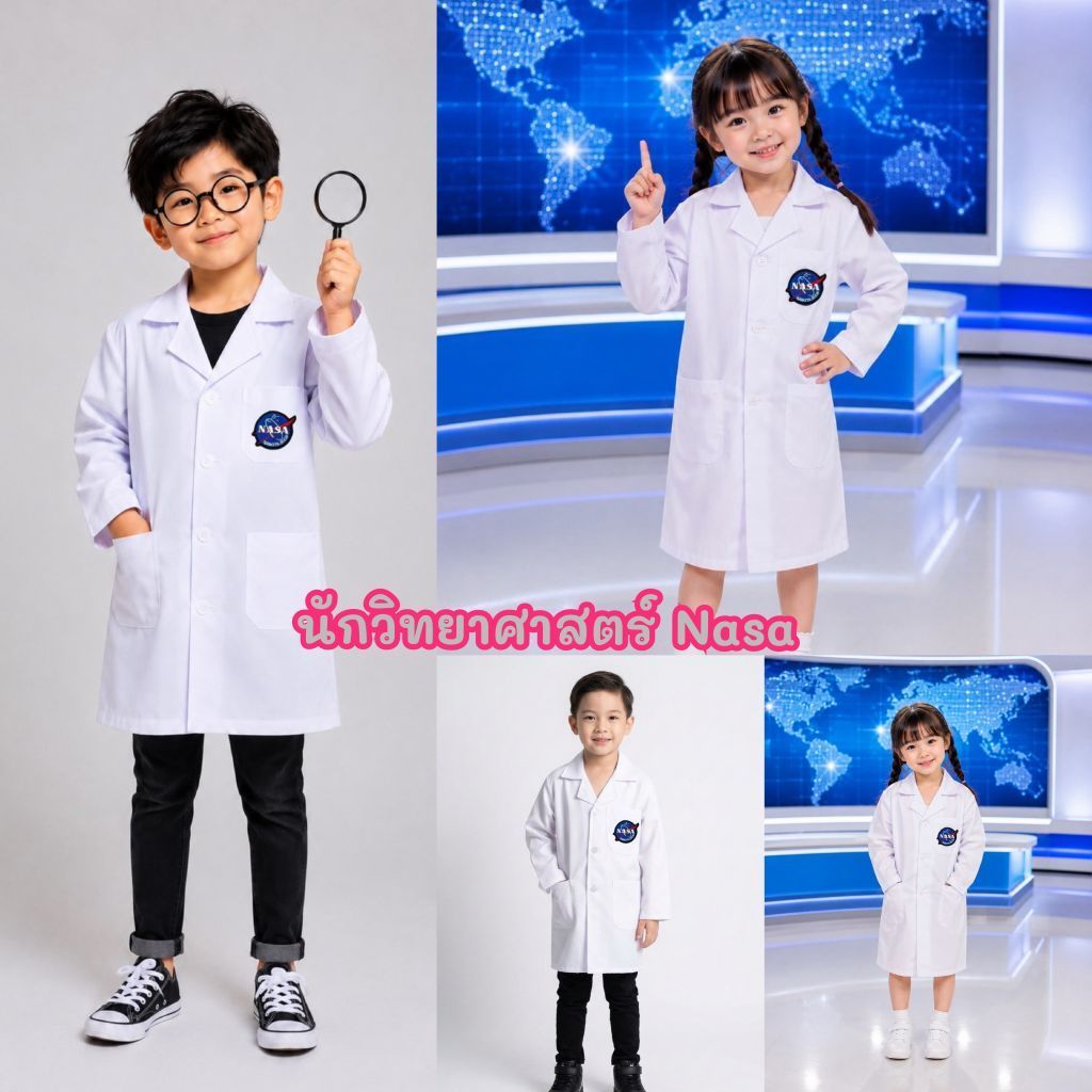 Ns // ชุดอาชีพ เสื้อนักวิทยาศาสตร์เด็ก แขนยาว
 🌍 NASA 🌍