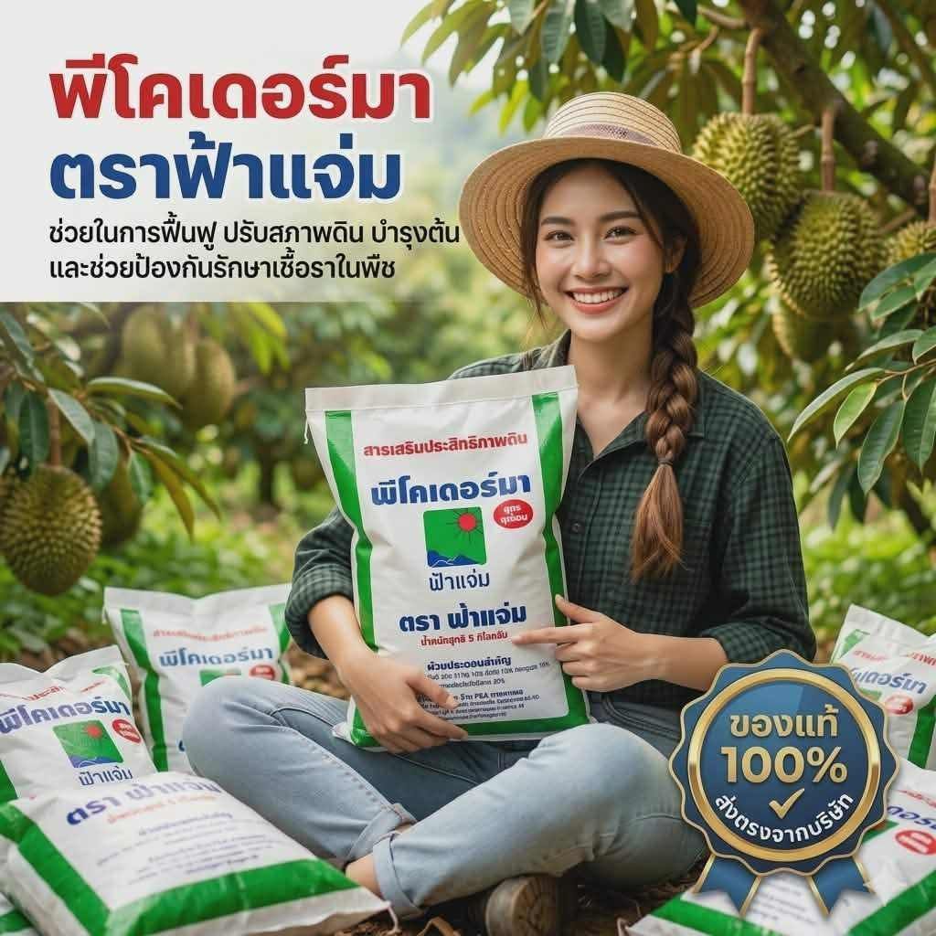 พีโคเดอร์มา ไตรโคเดอร์มาอัดเม็ด ตราฟ้าแจ่ม (ถุงละ 5 กิโลกรัม จำนวน 5 ถุง) ใช้ป้องกัน รักษาเชื้อราโรคพืชทางดิน